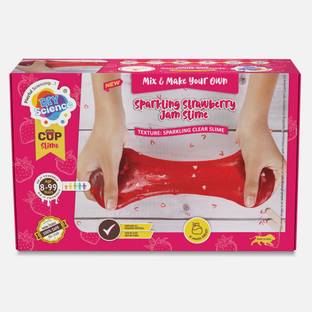 DIYScience Sparkling Strawberry Jam Slime Kit, Scented Glue, Activator & Slice Toppings,