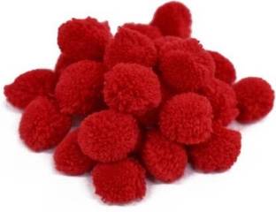 PUSHPA CREATION Round cotton balls red colour for Craft Jewelry Embroidery Making Purpose Round Shape - 50 cotton balls
