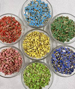 UniKart Colour Kundan Stone Eye 3x6mm Pack of 700 Pcs with Fabric Glue & Storage Box