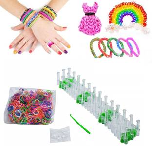 Bestie Toys Rainbow Rubber Bands Bracelet Making Kit Jewelry Making Rubber Bands Loom Set