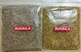 RUHAILA 3 MM GOLDEN+METALLIC GLASS BEADS FOR CRAFT & EMBRIODERY-200 GMS