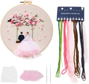 HASTHIP DIY Embroidery Art Kit Romantic Rose Desk Decor for Beginners Wedding Gift Set