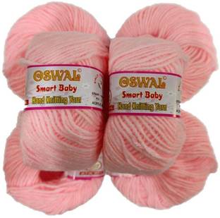 Oswal wool Smart Baby Wool Hand Knitting Soft Fingering Crochet Hook Colour White 8pcs (200gms) 25gm Each Ball Shade no.4 Pink