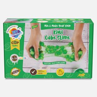 DIYScience Kiwi Cube Slime Kit, Scented Glue, Activator Gel, Foam Pieces & Fruit Toppings