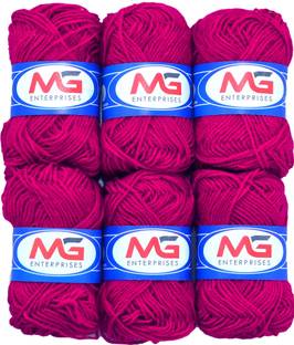 M.G Enterprise Wool Dark Magenta (6 pc) M.G Wool Ball Hand Knitting Wool/Art Craft Fingering Crochet Hook Yarn, Needle Knitting Yarn Thread Dyed