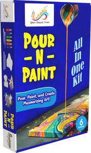 ARTIGGLE DIY Pour-N-Paint Set | Activity Kit for All Ages kid | FluidArt Paint kit