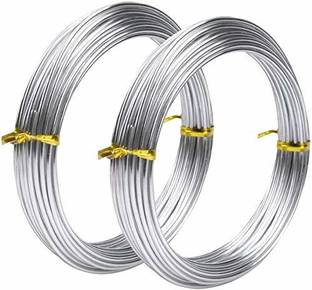 Beadsnfashion Aluminium Art and Craft Wire for Jewellery Making, Flower Decoration and Floral Arrangement Silver 10 Mtrs, Size 2 mm(12 Gauge)