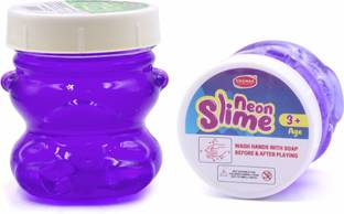333MART Neon Slime Kit Soft Non-Toxic For Boys Girls 5+ Age Each 100ml (Blue Pack of 2)