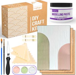 Craftinger Texture Art Kit Large 14 x 12 Inch MDF (Set of 2), 4 Scrapers, Modelling Paste