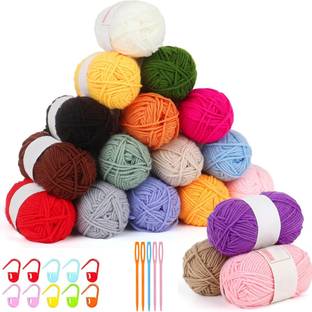 Qroof 10 gx18 Colors Crochet thread Pack with Crochet Hooks (3mm+4mm)