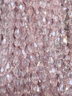 यूनिकार्ट Drop Shape Light Pink Crystal Beads 110pcs For Art & Craft Work 6x8mm