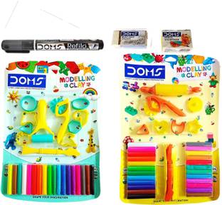 DOMS Multicolour Modelling Clay with Various Moulds and Bold Marker