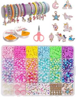 PROBEROS Colorful Bead Kit for DIY Bracelets Necklaces Crafting