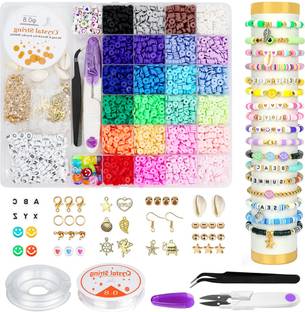 sannidhi 6000Pcs Clay Beads for Bracelet Making 24 Color Flat Polymer Beads Letter Beads