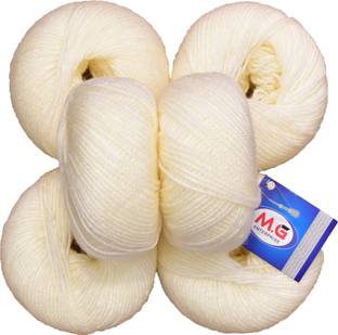 M.G Enterprise 100% Acrylic Wool Cream (6 pc) Baby Soft Wool Ball Hand Knitting Wool/Art Craft Soft Fingering Crochet Hook Yarn, Needle Knitting Yarn Thread Dyed