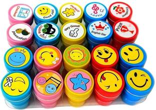 Sanchi Creation 20 Piece Stamps for Kids Emoji & Motivation Reward Art Kids Birthday Return Gift