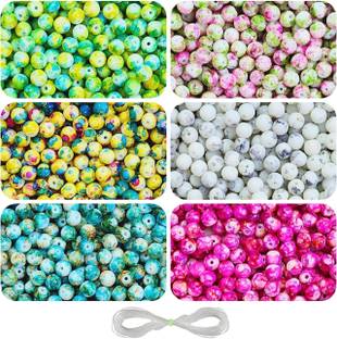 REGLET 210 Pcs Glass Marble Beads for Necklace Earring - Art & Craft - 150 Gram