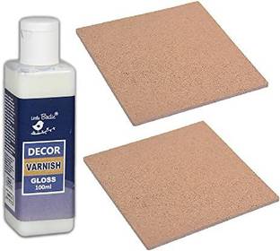 LITTLE BIRDIE Decor Varnish 100ml - Gloss & MDF Coaster Square 2pcs (Pack of 1) Gloss Varnish
