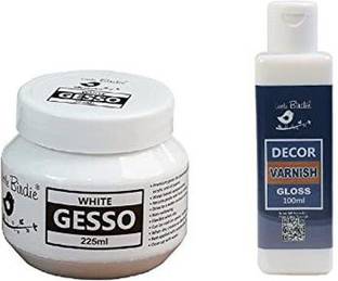 LITTLE BIRDIE Acrylic GESSO White 225ml Bottle Gloss & Decor Varnish, 100ml (pack of 2) Gloss Varnish