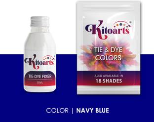 Kitoarts Navy Blue Dye for Clothes 50 Gm, Fixer 50 Ml, Fabric Dye for Clothes Permanent
