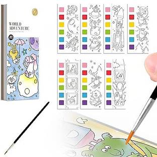 SEASPIRIT Watercolor Painting Books for Beginners, Pocket Book with 1 Paint Brush