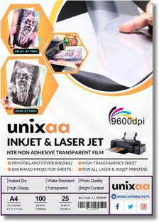 UNIXAA A4 Inkjet & Laser Jet Clear Transparent Positive IJ & LJ Coated (25 Sheet)