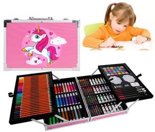 kettoby unicorn color suitcase color box color kit for drawing artist color kit 145pcs