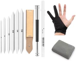 mixale Paper Blending stumps With White gel pen & sketching Kit For artist