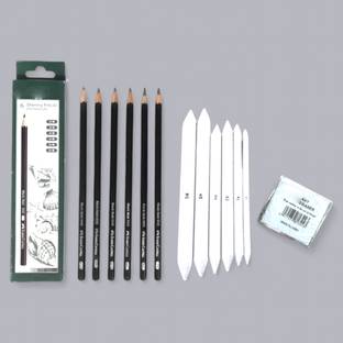 SKYGOLD FABER-CASTELL DRAWING PENCIL SET+PAPER STUMPS +KNEADABLE ERASER COMBO ART SET