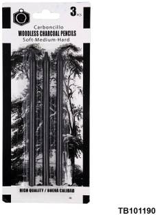 Vintager Woodless Charcoal Pencils, 3 Pc. Soft, Medium and Hard