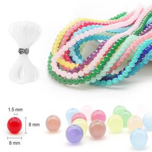 Khillayox Round Glass Beads for Jewelry Making Material 12 Colors 30 Pieces Each Color
