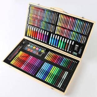 wonder digital Colour Set For Kids, 180 PCS Art Color Set, Wooden Case Portable Painting