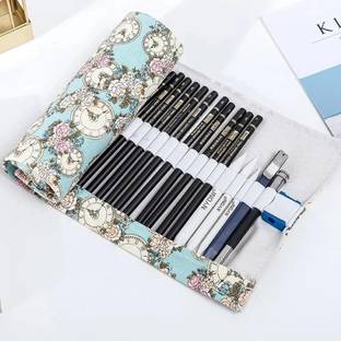 PEACORA Nyoni 29 pcs Sketch Pencil Kit Pencil Case Roll up Graphite Pencil Sketching Set