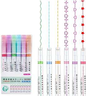 SHIVMEDICOS 6pcs Curve Markers Pen Set Outline Pens Painting Curve Highlighter Scroll Pens