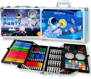 PEACORA Art Kit New Theme 145 Pieces | Painting Box for Kids & Adults (Space - Blue)