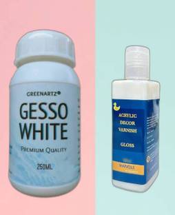 GREENARTZ Marvelle Artist's White Gesso and Clear Varnish combo