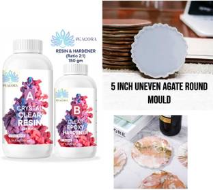 PEACORA 150G RESIN HARDNER 2:1 RATIO & 5 INCH UNEVEN ROUND MOULD FOR BEGINNERS