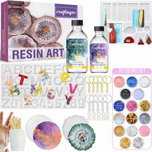 Craftinger DIY Resin Art Kit with Mould Resin and Pigments (45 Pcs)