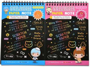 Kandle Set of 2 A5 Scratch Note Pad Scratch Art Notebook Rainbow Scratch Paper for Kids