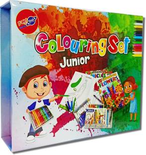 Planet of Toys Education & Learning Study Kit 10 Books Collection Alphabet A to Z, Wax Crayons,