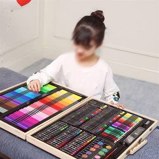 Dajienterprise 251-Piece Painting Set Crayons Colouring Pencils Watercolours Oil Pastels