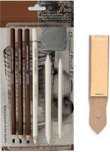 कलम कारी Black & White Charcoal Pencil Kit for Artists Students (Sketching Kit) पेंसिल