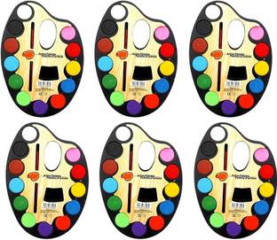 Art Bundle Artistic Extra Large Palette with 12 Water Color(Extra Large)+ Artist Paint Brush for Kids | Best Birthday Return gifts for kids- (Set of 6)