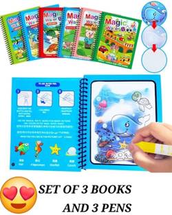 Mira Farmcraft Pack of 3 Reusable Magic Kids Water Pen Book Doodle Painting Board RANDOM DESIGN