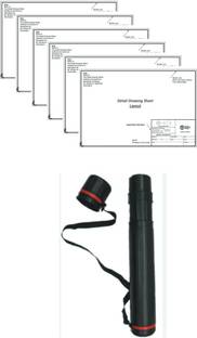 NOZOMI Drawing Sheet Art Paper Black Color with Engineering Drawing Sheets - 6 quantity