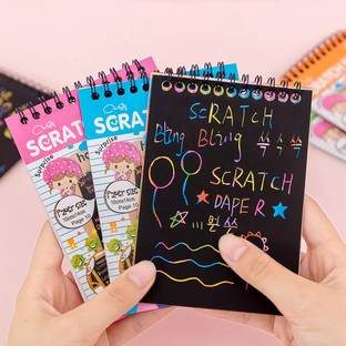 आर्ट बंडल Kids Stationery magic Sketch Scratch (size:5.5*4 inch)-Set of 2
