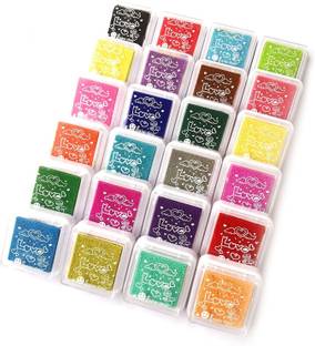 Prescent Ink pad 24pc for Art Craft, Scrap-Booking Craft Stamp Pad DIY Color and more