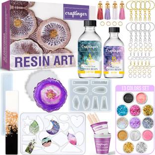 Craftinger All in One Kit with 200gm Resin for Pendant Earring Keychain & Coaster