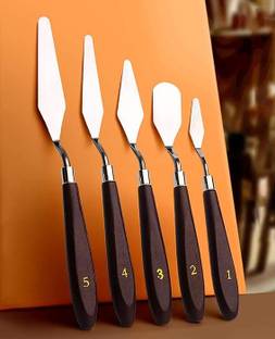 Bluedeal 5 Piece Painting Knives Stainless Steel Spatula Palette Knife Color Mixing Knife