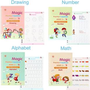 Magic Practice Copybook, Number Tracing Book For Preschoolers With Pen, Magic Calligraphy Copybook Set Practical Reusable Writing Tool Simple Hand Lettering